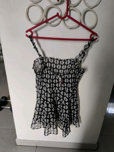 Top/ Sleevless Top/ Black And White Top/ Fancy Top
