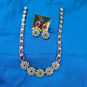 Simple Ruby Stone Neckset For Evening Parties