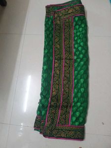 Green Saree with Pink Blouse