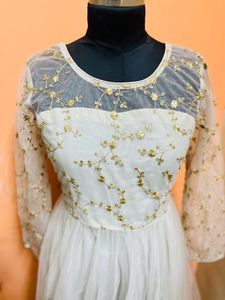 Silver Net Gown  XL Size