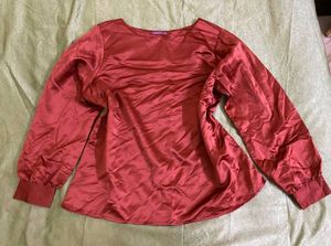 Rust Red Satin Long Sleeve Top 38/40/42