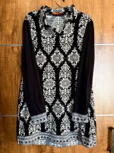 Black Printed Polo Nack T-shirt
