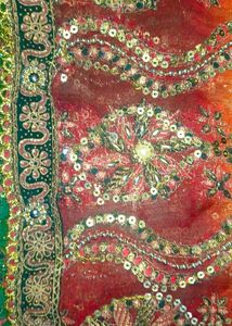 Embroidered Green Fabric Net Saree