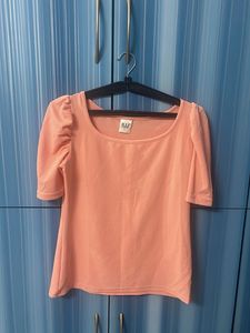 Peach Puff Sleeve Top