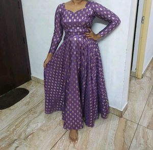Purple &amp; Gold Flared Skirt &amp; Princecut Blouse