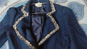 Chic Navy Blue Moto Jacket