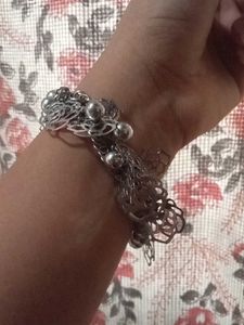 Fancy Silver Double Layered Bracelet