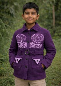 Purple Embroidered Girls Jacket