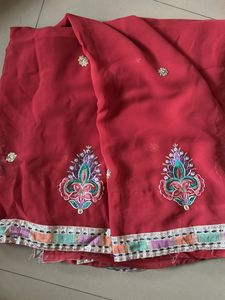 Peach Embroidered Saree