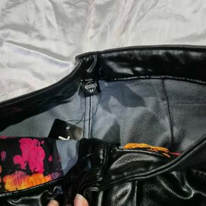 Warm Black Faux Leather Pants|straight fit