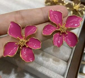 Pink Flower Statement Earrings