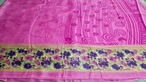 Pink Floral Saree with blouse piece