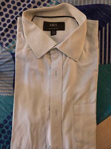 M&S Light Blue /white Shirt