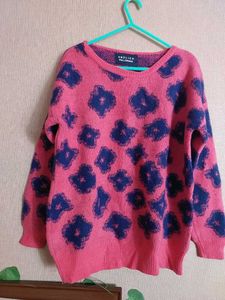 Pink & Blue Printed Sweater