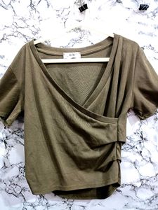 Olive Green Wrap Top
