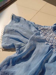 Chic Blue Cold Shoulder Top