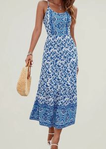 Cotton Floral Side Cut Long Dress