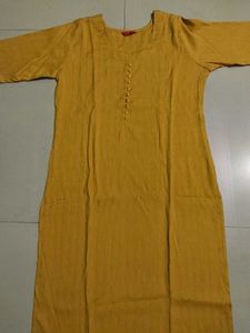 New Like Mustard Kurti with Button Detail