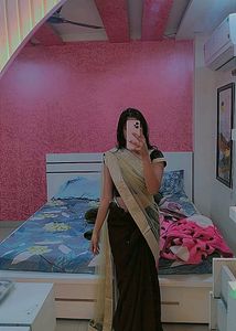 Black And Gold Net Sari With Blouse