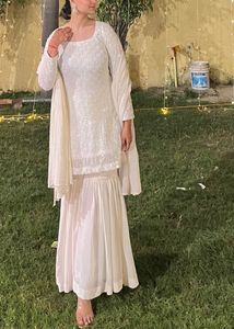 White Sharara Set