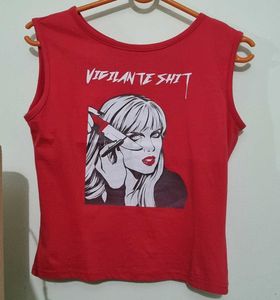 New me red graphic tank top