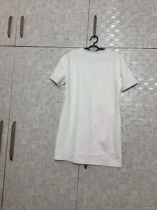 Zara White Embellished T-Shirt Dress