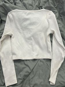 H&amp;m White Ribbed Top