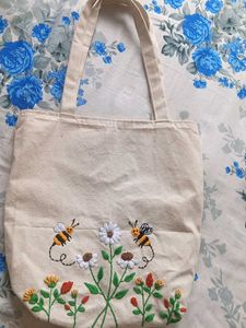 Floral Embroidered Tote