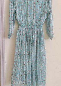 Vintage Floral Pleated Dress