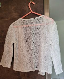 White Lace Cropped Cardigan