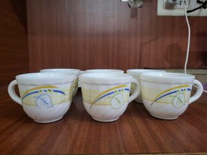 Vintage Leaf Patterned Tea Cups - Set of 6