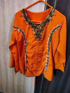 Orange Embellished Top