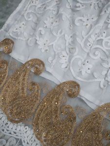 Elegant White &amp; Gold Embroidered Kurti