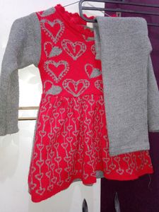 1-2 Yr Grey&amp;Red Colour Woolen Set
