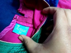 Pink &amp; Green Embroidered Kurta for girls