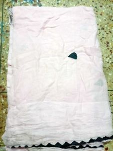 Light Pink Saree with Black Trim