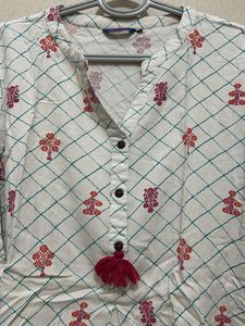 White Patterned Tunic with Tassel
