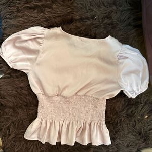 Pink Satin blouson Top wore once