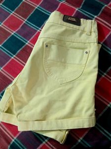 Yellow Rolled Hem Shorts