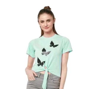 Butterfly Print Tie-Front Tee