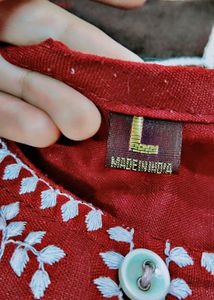 Maroon Embroidered Kurta