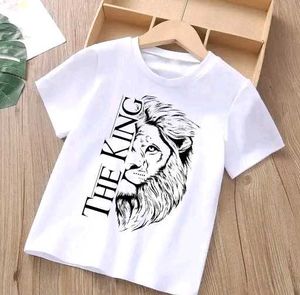 Boys and men's 'The King' Lion Graphic White T-Shi