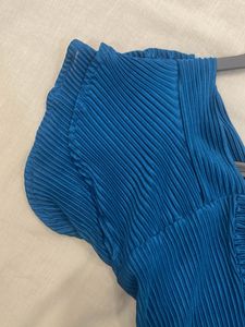 Blue Pleated Maxi Dress