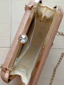 Blush Glitter Clutch with Jewel Detail