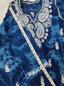 Dark Blue tie N Dye Embroidery Top