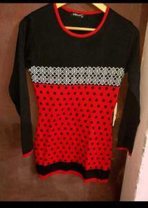 Stylish Red &amp; Black Tunic Top