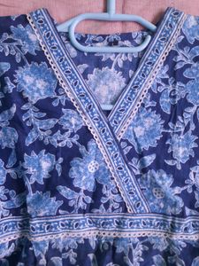 V-neck Short Cotton Kurti