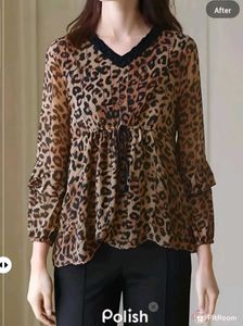 New With Tag Cute Leopard Print Korean Top