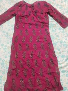 Maroon Printed Kurta