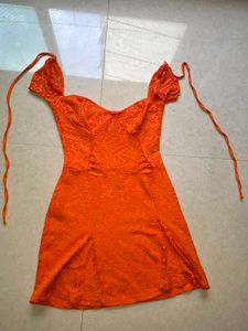 Orange Lace Mini Dress